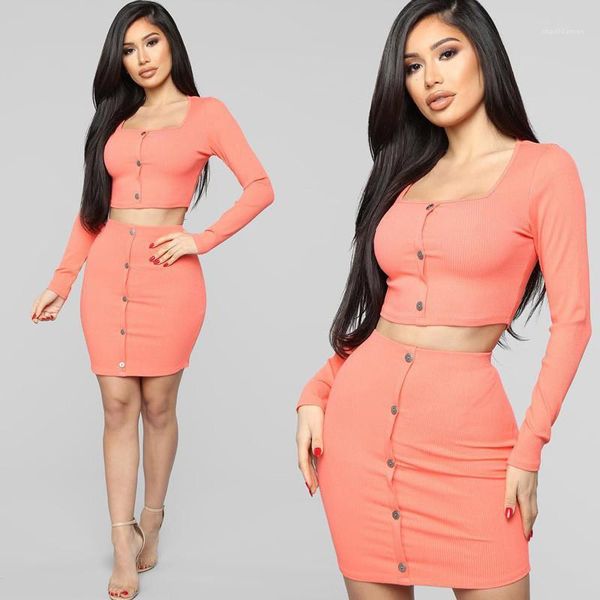 

solid color printed single breated вязание костюмы женская одежда 2 piece set осень женщин платье конструктора подходит sexy, White