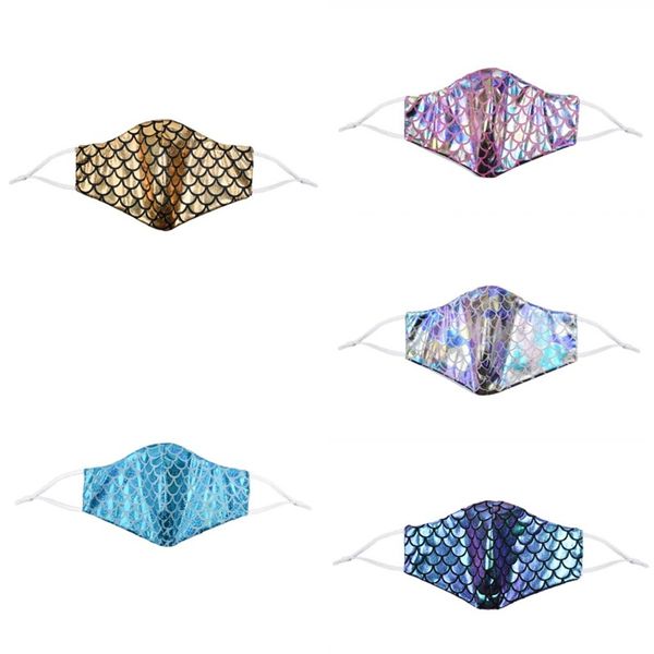 

mermaid shiny squamas face masks reusable mascarilla good looking respirable dustproof mascherine washable women custom earloop good 6wr e2