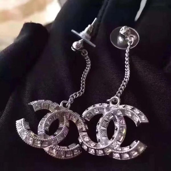 

luxury quality drop earrings with diamonds fashion metal letter earrings in s925 silver needle ps6738a, Golden