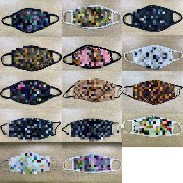 

new brand designer item mask double-deck design washable breathable dustproof brand printing reusable face mask man woman average size, Silver