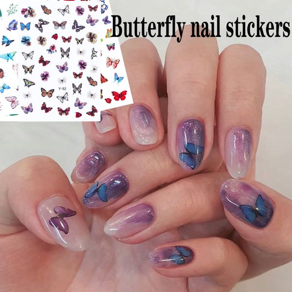 

stickers & decals 1pcs mixed butterfly nail sticker art transfer decal 3d decoration, Black