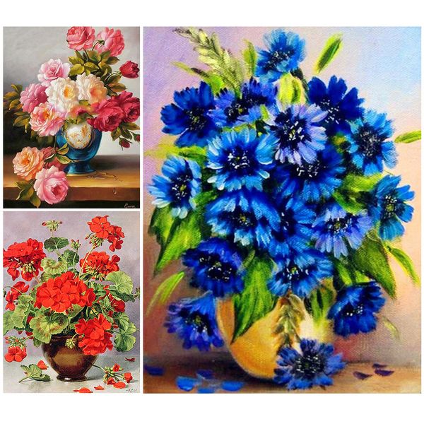 

diy 5d diamond painting full square flower cross stitch embroidery diamond mosaic flowers picture rhinestones crystal needlework