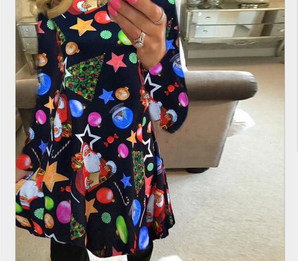 

plus size dresses women clothes size big casual print cartoon christmas tree cute loose dress autumn winter a line dresses women clothing, Black;gray