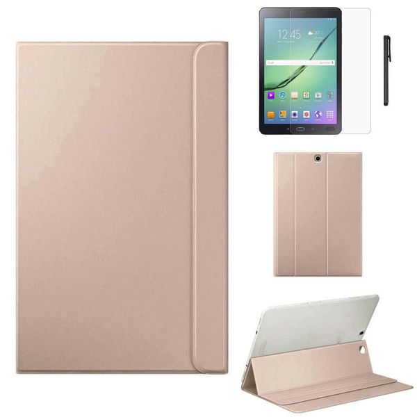 

cgjxsleather case for samsung galaxy tab s2 9 .7 inch t810 t815 screen protective film touch pen new a30 t190710