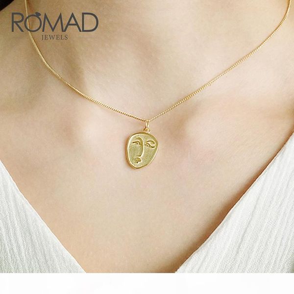 

wholesale abstract face necklace pendant sterling silver 925 necklace gold necklace choker chain for women fashion jewelry r4