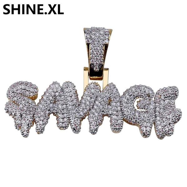 

hip hop iced out letter savage pendant necklace gold plated micro pave cubic zircon charm necklace for men women, Silver