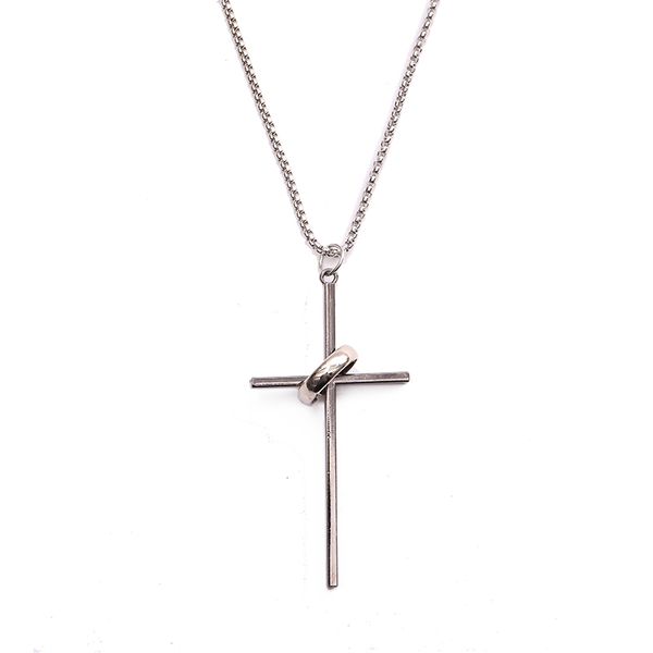 

junwei classic cross necklace men necklace long jewelry cross punk, Silver