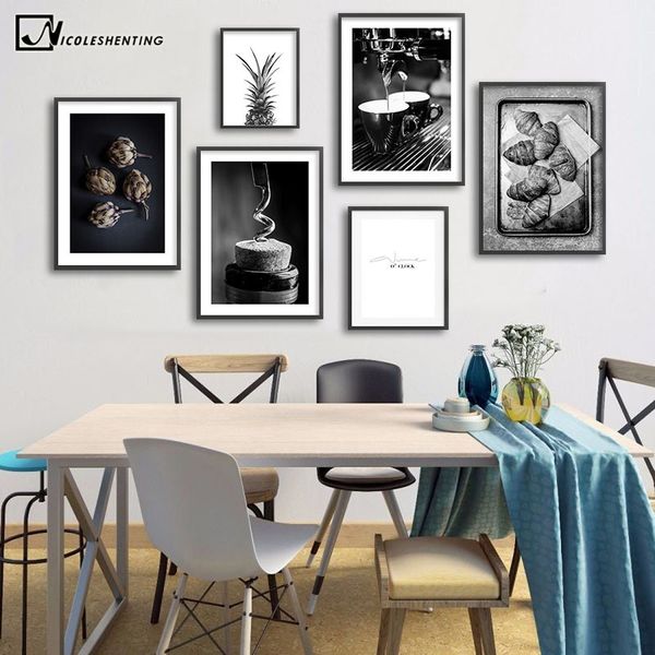 

кофе вино из бисера poster черный белый food drink кухня wall art print простой холст картины современная фотография dining room decor