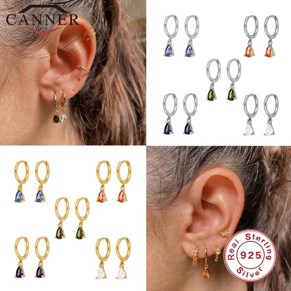

canner ins minimalist 925 sterling silver hoop earrings for women water drop zircon piercing earring earings jewelry pendientes, Golden;silver