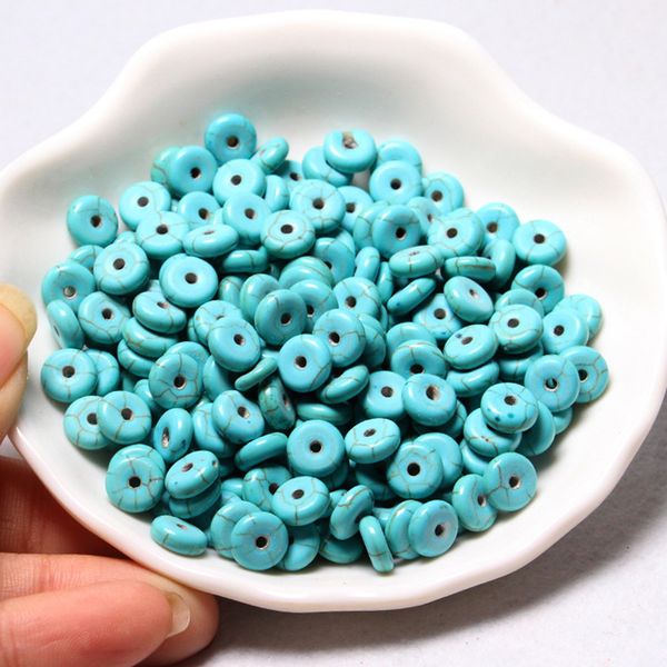 

wholesale dia 5-16mm flat blue turquoises spacer beads natural stone bracelet rondelle beads for diy jewelry making accessory