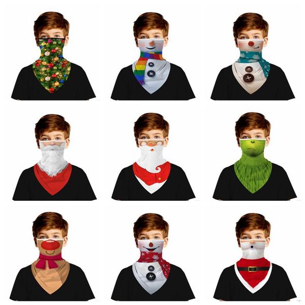 3D Dijital Baskı Sihirli Çocuk Noel Baba Komik Eşarp Hayvan Earflag Üçgen Bandana Kapak Çocuk Noel Yüz Maskeleri LSK1071 Maske
