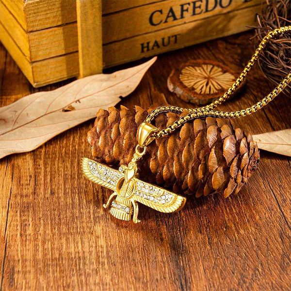 

men's necklaces wing wholesale religious belief pendants necklace zircon stainless steel statement necklace jewelry on the neck, Silver