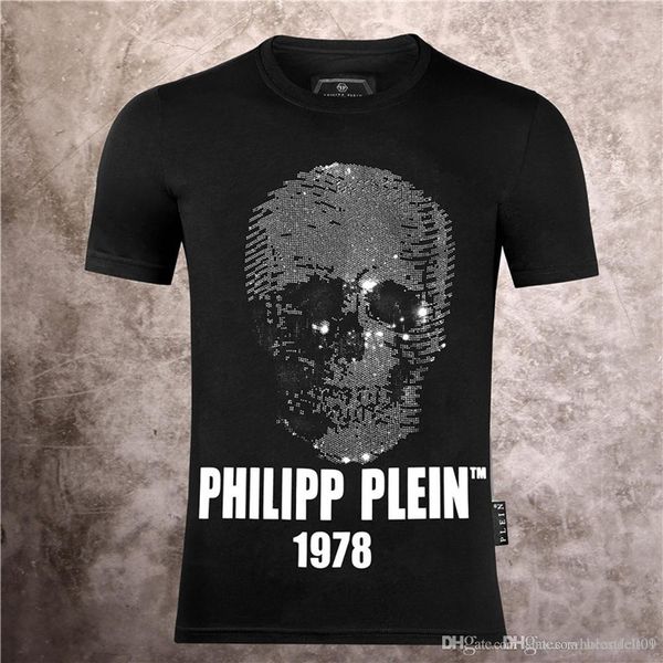 

philip plain brand mens designer t shirts firmata uomo fashion luxury designer t shirt summer homme mens skull tshirt tee 534, White