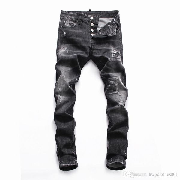 

2020 mens distressed ripped biker jeans slim fit motorcycle biker denim for men fashion designer hip hop purple brand jeans luxury pants, Blue
