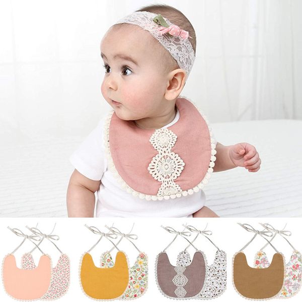 

newborn baby boys girls cute saliva towel feeding cotton bib dribble bandana scarf toddler accessories, Slivery;white