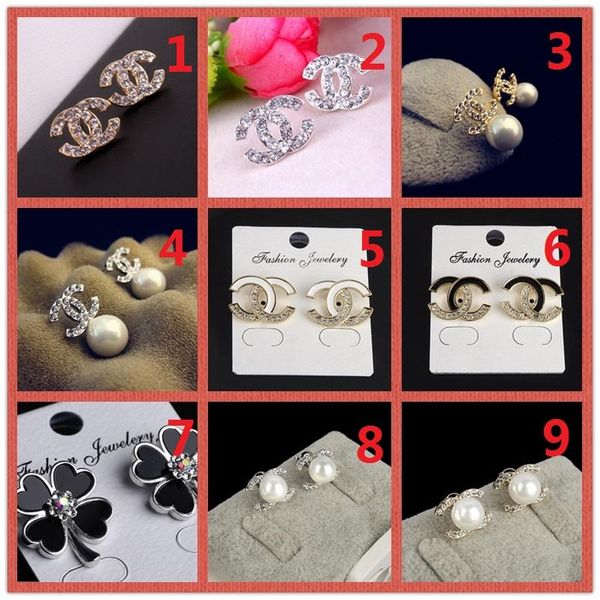 

wholesale price 14k classic designer pearl diamond1 earrings studs gold silver dangler jewelry accessories party gift a11, Golden;silver