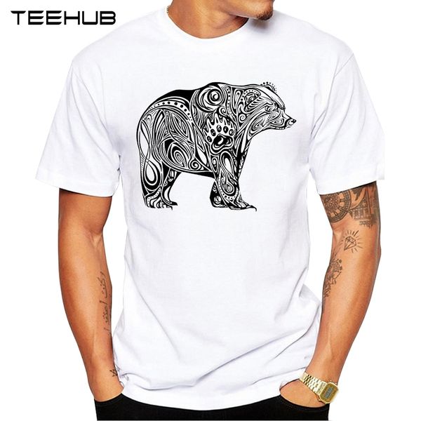 

new arrivals 2019 teehub cool tribal bear design men's fashion printed t-shirt short sleeve o-neck hipster tee
