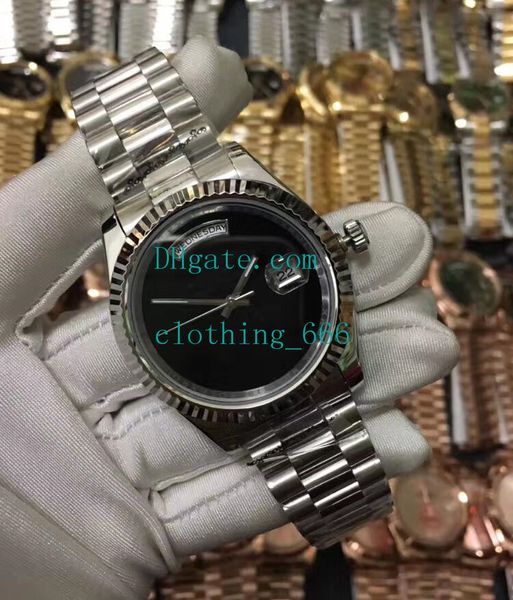

men's luxury watches automatic 36mm day date glide smooth black face mechanical sapphire original 18k gold stainless steel wristwatches, Slivery;brown