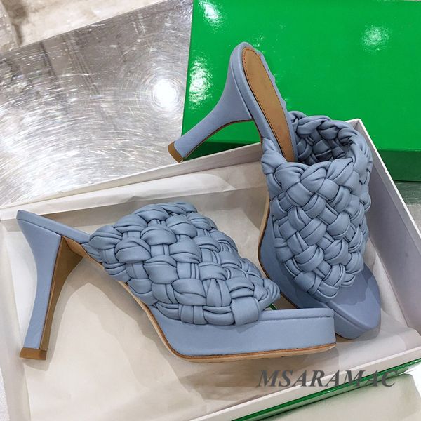 

designer platform slippers high heel mules runway celebrity shoes women's sqaure open toe sandals shoes, Black