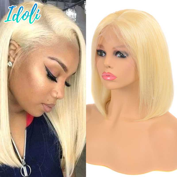 

613 lace front wig 13x4 brazilian virgin hair bob lace front human hair wigs blonde 613 bob wig brazilian straight, Black;brown