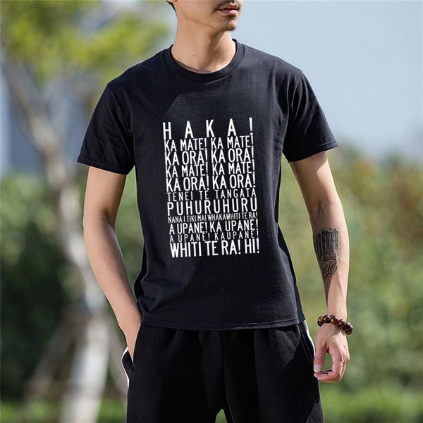 

cotton short sleeve tshirt fashion men clothes casual the haka words new zealand all blacks print funny t shirt men