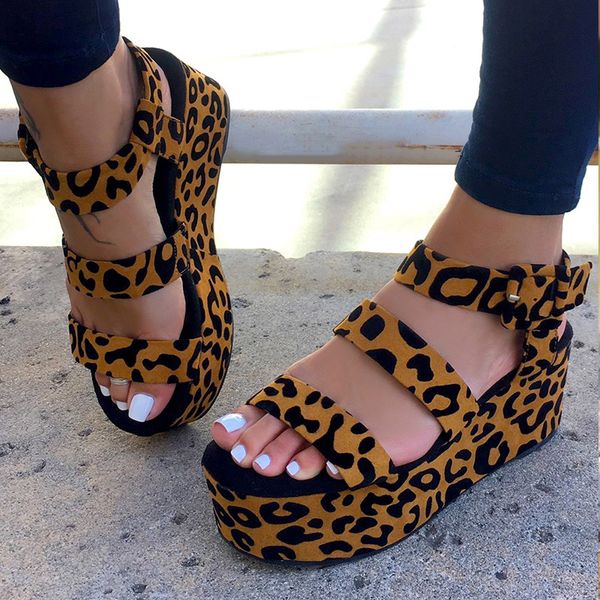 

2020 women sandals female platform flat woman buckle strap woman leopard shoes ladies casual women's comfort footwear plus szie, Black