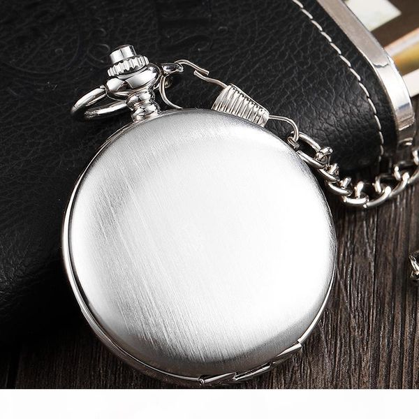 

luxury silver smooth циферблат механические карманные часы мужчины римские цифры часы с цепочкой skeleton роскошные ретро рука ветер фоб час, Slivery;golden