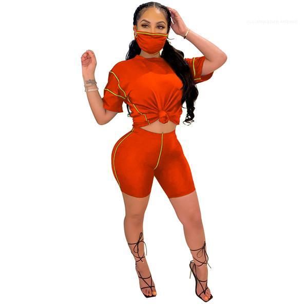 

pants 2pcs set fashion panelled woman outfit womens designer tracksuits summer short sleeve tshirt knee length, Gray