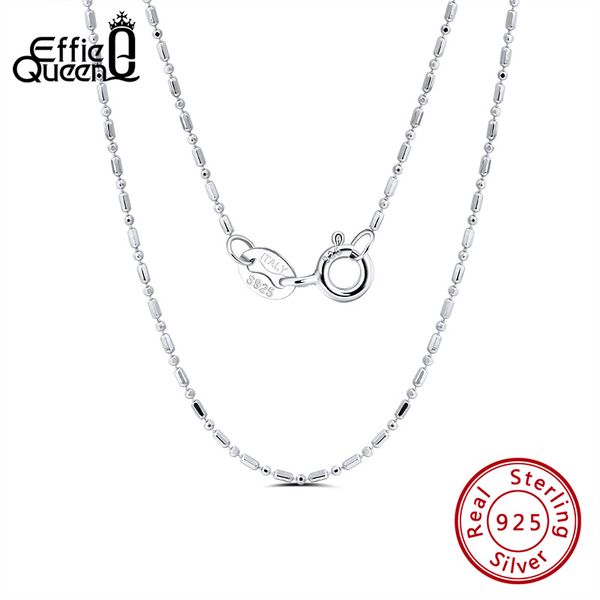 

effie queen real 925 sterling silver women ball bead & bar chain necklace 18'' 45cm chain collocation fine jewelry sc23-p-18