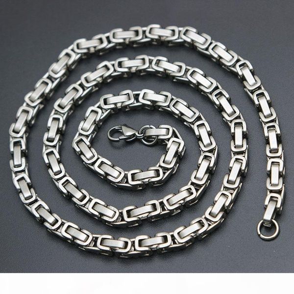 

mens chain 4mm 5mm silver tone 316 stainless steel byzantine box link necklace chain