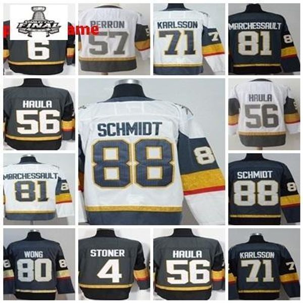 

2018 stanley cup final patch vegas golden perron schmidt william karlsson jonathan marchessault erik haula tyler wong knights hockey jersey, Black;red
