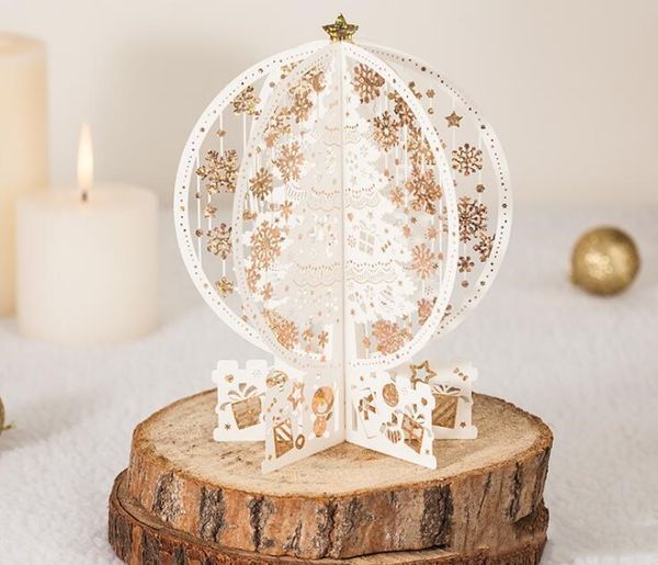 

bronzing greeting card crystal hollow decoration wedding ball christmas xmas blessing 3d jjxh nhyoo
