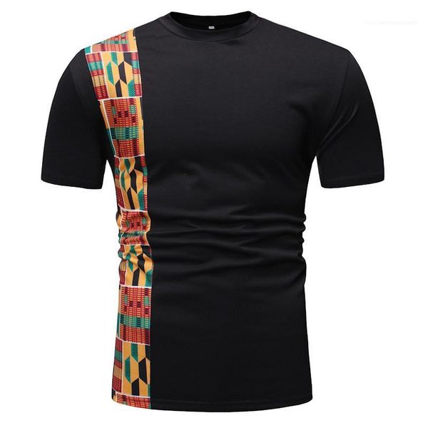 

ethnic style print short sleeve mens tees casual males clothing panelled mens designer tshirts fashion slim, White;black