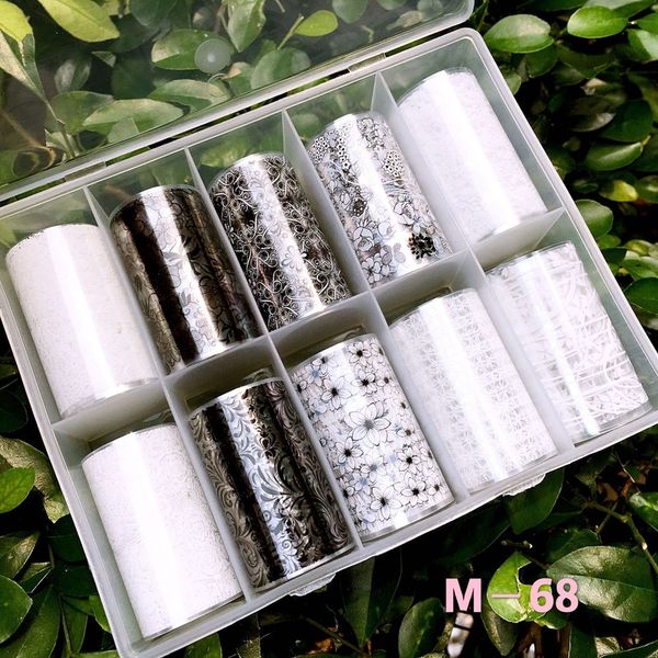 

nail art decorations 10pcs colorful transaprent transfer foils rolls designs paper decoration beauty manicure accessories diy, Silver;gold