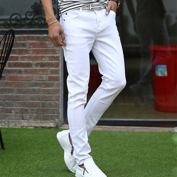 

men's jeans 2021 spring arrival casual slim fit elastic black men ,men's pencil pants ,skinny, Blue