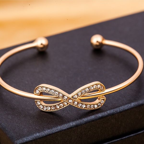 

women bracelet number 8 bracelets rhinestone bangles ladies jewellery hand made couples fashion trendy alloy opening pulseras, Black