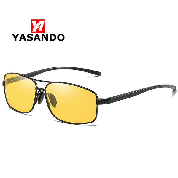

yasando polarized sunglasses men night vision rectangle alloy frame retro glasses male mirror eyewear sun glasses for guy gs2458, White;black