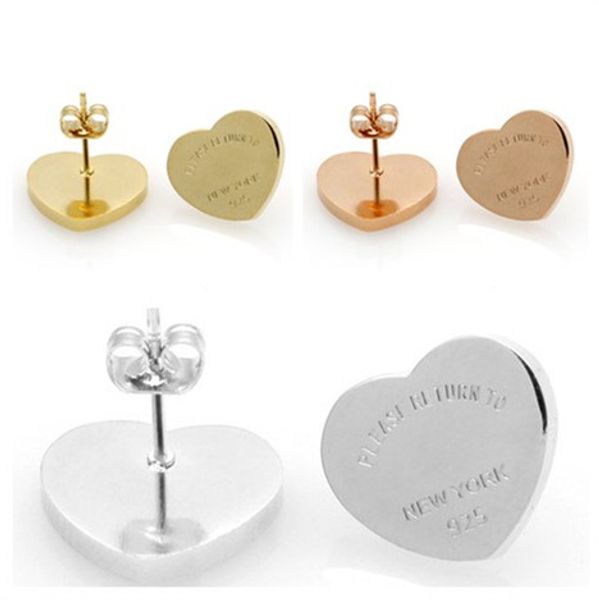 

fashion designer earrings fine jewelry love heart earring women charm earring stud earings for woman jewerly, Golden;silver