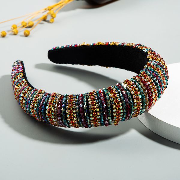 

za same baroque style color rhinestone sponge headband women's luxury full diamond headband, Silver