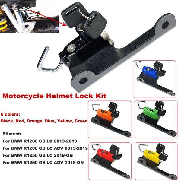 

r1200gs r1250gs helmet lock mount hook 6 color side anti-theft security for r1200 gs lc / 13-19, r1250gs adventure 2020