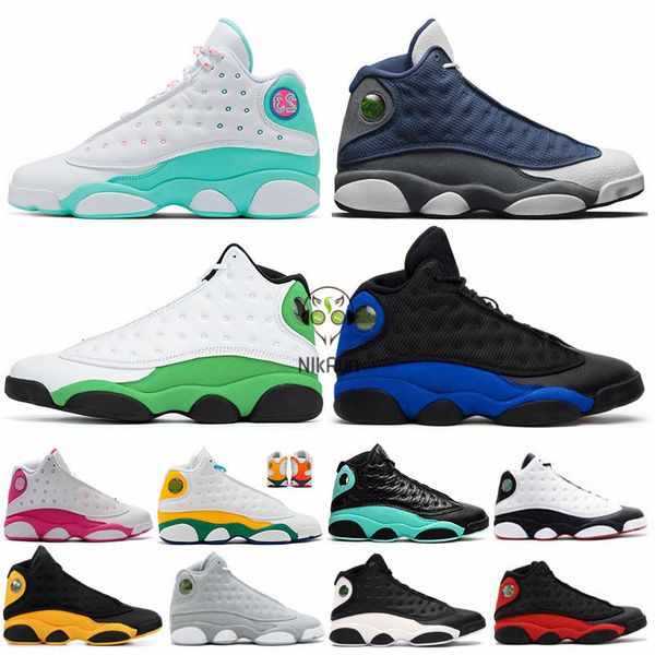 

13 13s mens basketball shoes nakeskin jordan retroflint aurora green catd green hyper-royal men shoes sneaker trainers size 5.5-13