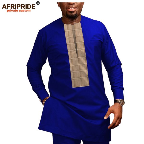 

2019 african men's clothing casual tracksuit dashiki shirt blouse + ankara pants 2 piece set plus size afripride tracksuit a1916026, White;black