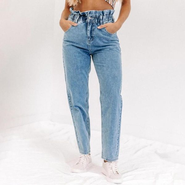 

women's jeans women casual high waist denim trousers ladies pants vinatge stretch korean 2021 summer streetwear straight pant d30, Blue
