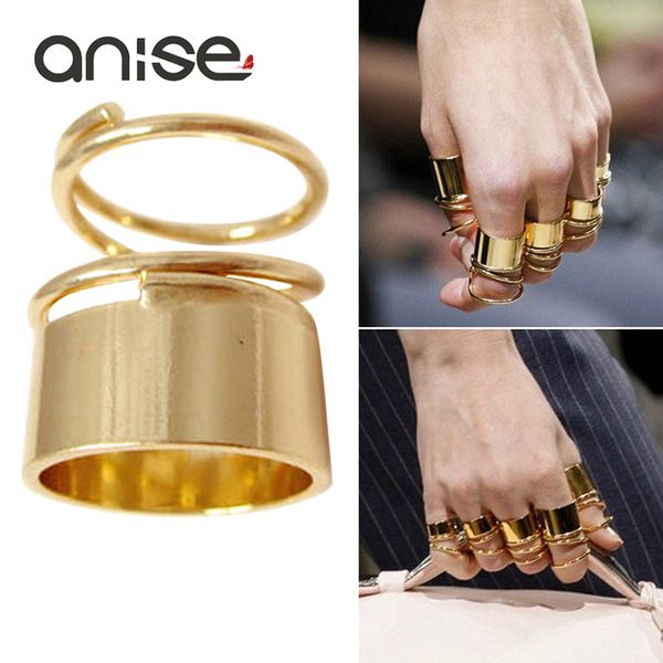 

anise punk multilayer spring ring for women men fashion gold color finger ring statement party jewelry bague femme accessories, Golden;silver