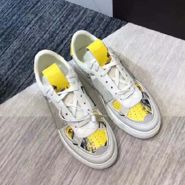 

fashion real leather handmade multicolor gradient technical fabric sneakers man women famous shoes 07 h30, Black