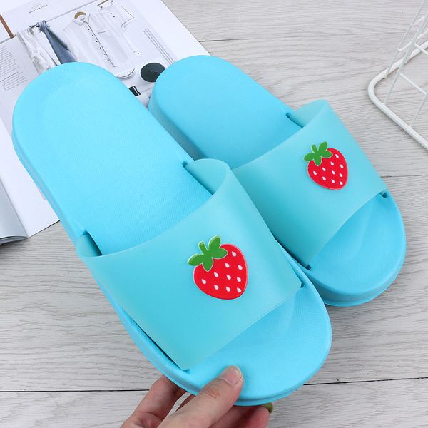 

fashion cute ins fruit slippers women's home indoor eva slides soft flat bathroom slippers female anti-skid beach sandals, Black