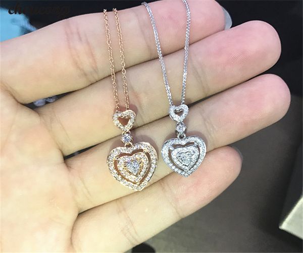 

choucong fashion cross pendants diamond real 925 sterling silver wedding pendant with necklace for women bridal jewelrychoucong heart shape
