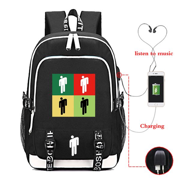 

leather luggage tag singer bili elish billieeilish pattern student bag backpack purse hook