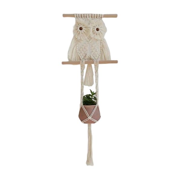 

universal handmade owl net bag macrame plant hanger woven hanging basket vintage