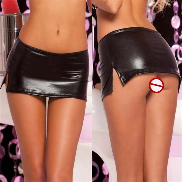 

2020 women black pvc faux leather mini skirt high waisted short skirt above knee skirt faux leather shirt women